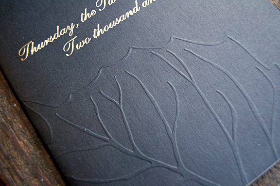 Event program exterior, embossed and foil stamped